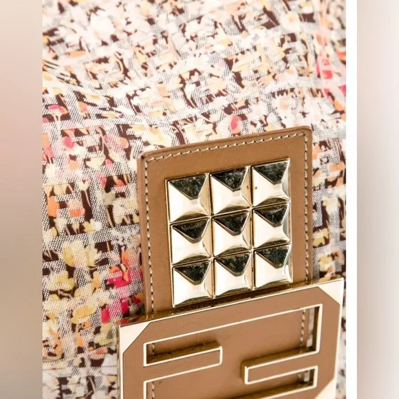 Rare! Fendi Mama Floral Watercolor Flower Zucca Zucchino Stud Handbag Rockstud - Picture 3 of 5